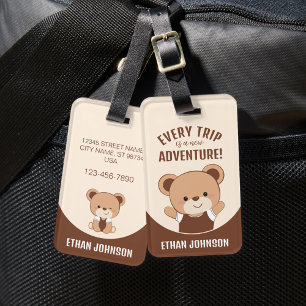 Cute Personalized Bear's Adventure Luggage Tag
