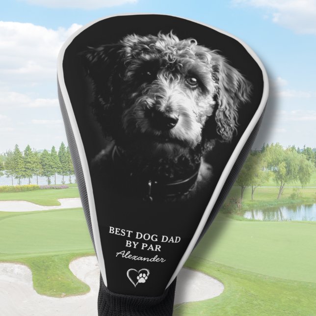 Cute Personalized Best Doodle Dog Dad By Par  Golf Head Cover (Add name to personalize.  Edit other text if you wish.)