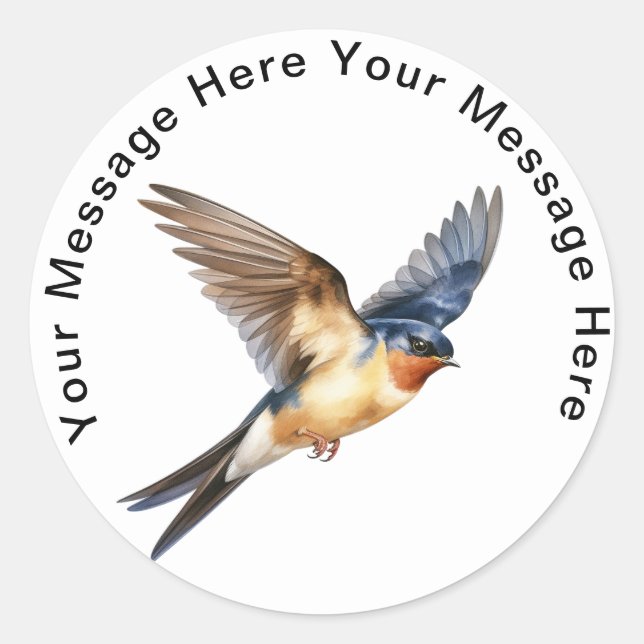 Cute Personalized Bird Stickers Barn Swallow (Front)