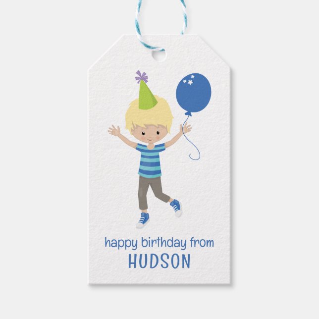 Cute Personalized Birthday Boy Gift Tags (Front)