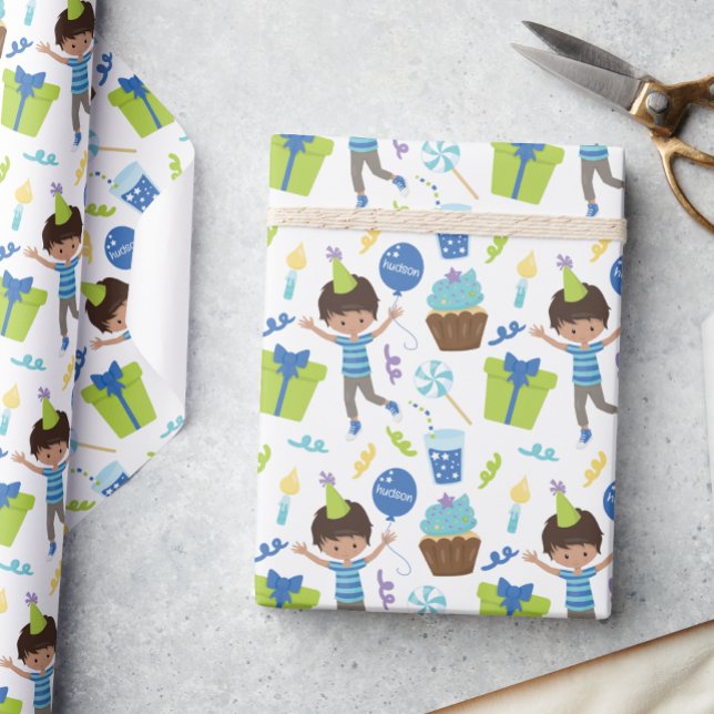Cute Personalized Birthday Boy Wrapping Paper (Creator Uploaded)
