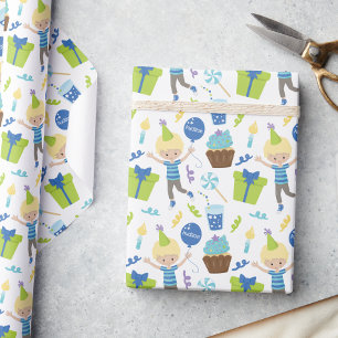 Cute Personalized Birthday Boy Wrapping Paper