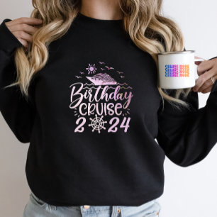 Cute Personalized Birthday Cruise Ship Family Pink T-Shirt