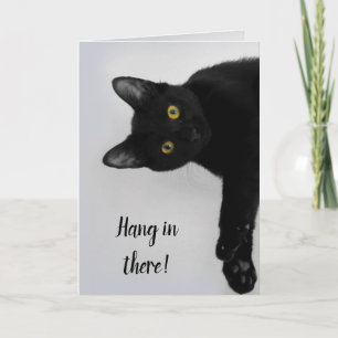 Cute Personalized Black Cat Get Well Card