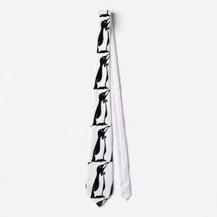Cute Personalized Black White Penguin Tie