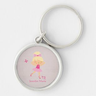 Cute personalized blonde hair ballerina keychain