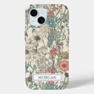 Cute Personalized Boho Floral Wildflower  iPhone 15 Case