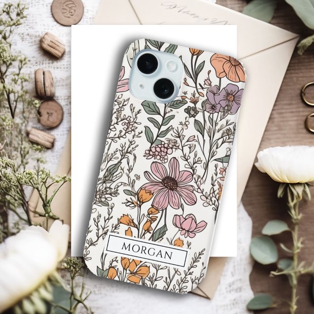 Cute Personalized Boho Floral Wildflower  Case-Mate iPhone Case (Creator Uploaded)