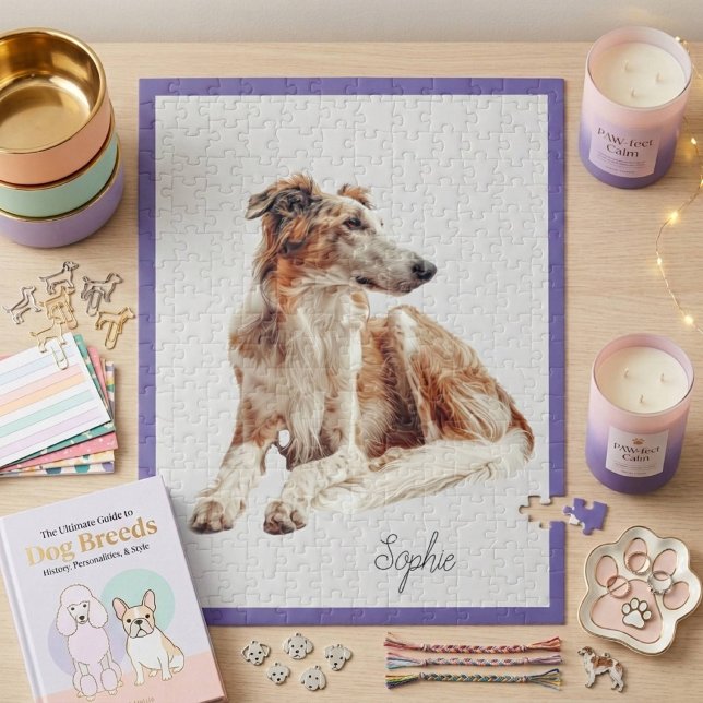 Cute Personalized Borzoi Dog Jigsaw Puzzle (Creator Uploaded)
