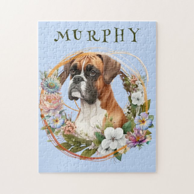 Cute Personalized Boxer Dog Jigsaw Puzzle (Vertical)