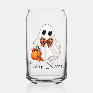 Cute Personalized Boy Ghost Halloween Can Glass