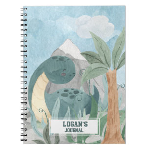 Cute Personalized Brontosaurus Dinosaur Notebook