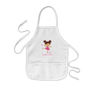 Cute personalized brown hair ballerina apron