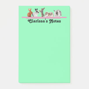 Cute Personalized Bunny Stationery Sticky Post-it Notes