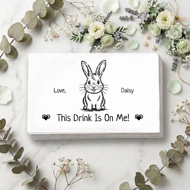Cute Personalized Bunny Wedding Drink Ticket Enclosure Card (Creator Uploaded)