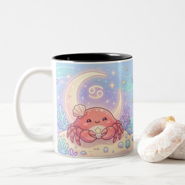 Cute Personalized Cancer Zodiac Mug (With Donut)