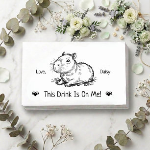 Cute Personalized Capybara Wedding Drink Ticket Enclosure Card
