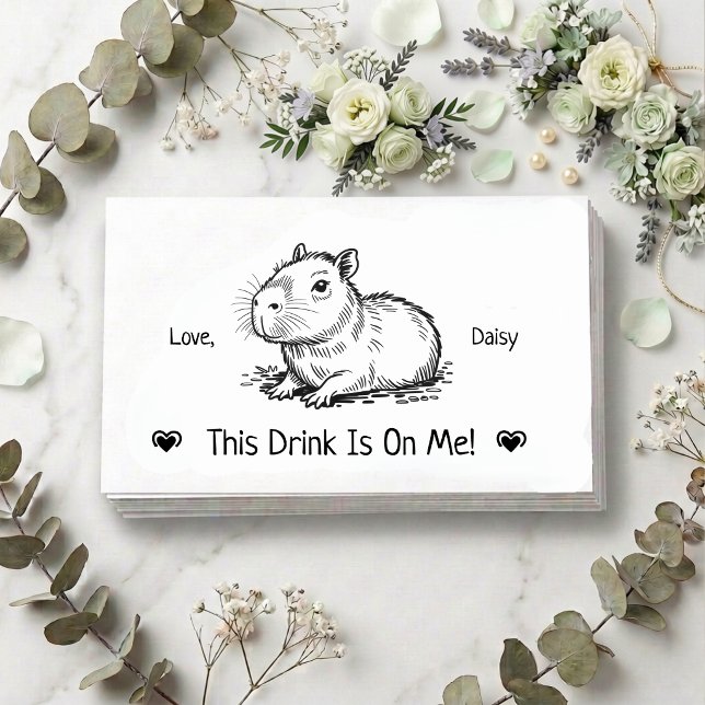 Cute Personalized Capybara Wedding Drink Ticket Enclosure Card (Creator Uploaded)