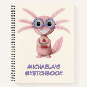 Cute Personalized Cartoon Axolotl  Notebook
