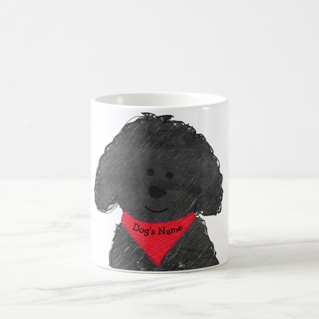 Cute Personalized Cartoon Labradoodle Puppy Coffee Mug (Center)