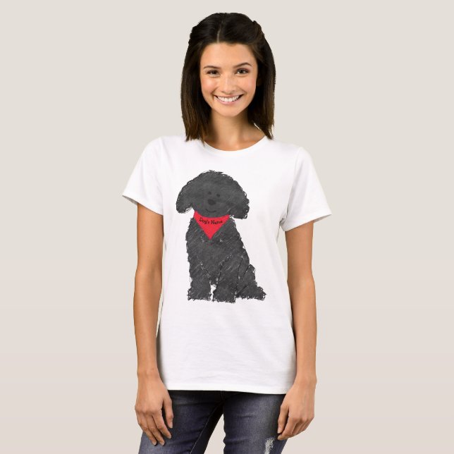Cute Personalized Cartoon Labradoodle Puppy T-Shirt (Front Full)