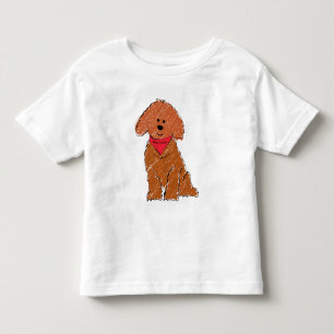 Cute Personalized Cartoon Red Doodle Dog Toddler T-shirt