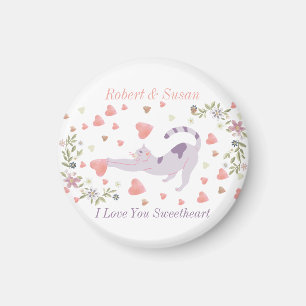 Cute Personalized Cat Love Valentine Magnet