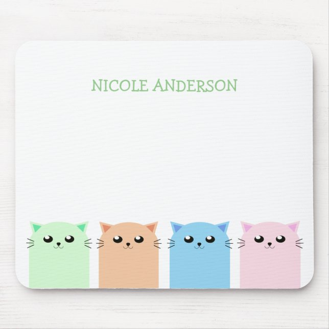 Cute Personalized Cat Lovers Mouse Pad (Front)