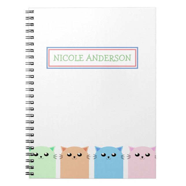 Cute Personalized Cat Notebook (Front)