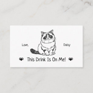 Cute Personalized Cat Wedding Drink Ticket Enclosure Card