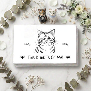 Cute Personalized Cat Wedding Drink Ticket Enclosure Card