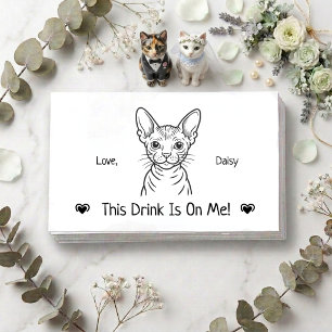 Cute Personalized Cat Wedding Drink Ticket Enclosure Card