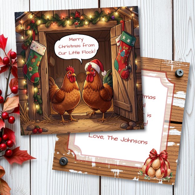 Cute Personalized Chicken Pun Christmas Card (Creator Uploaded)