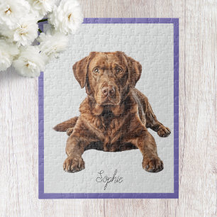 Cute Personalized Chocolate Labrador Retriever Jigsaw Puzzle
