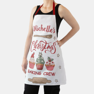 Cute Personalized Christmas Baking Crew Apron