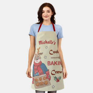 Cute Personalized Christmas Baking Crew Apron