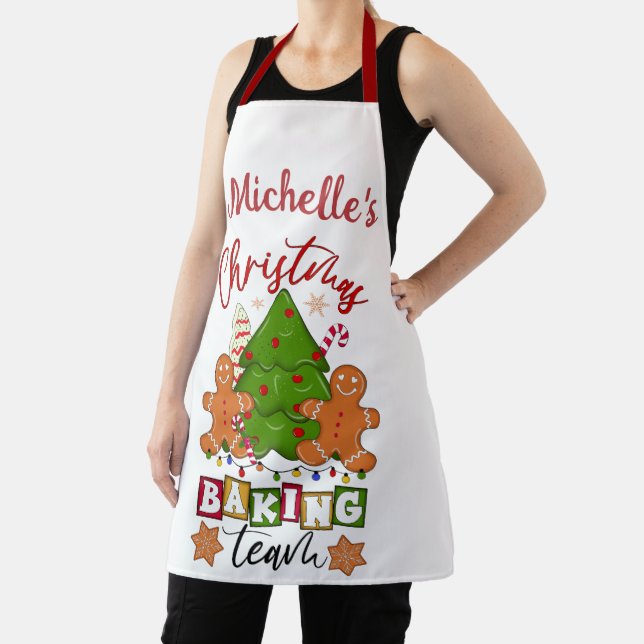 Cute Personalized Christmas Baking Team Apron (Insitu)