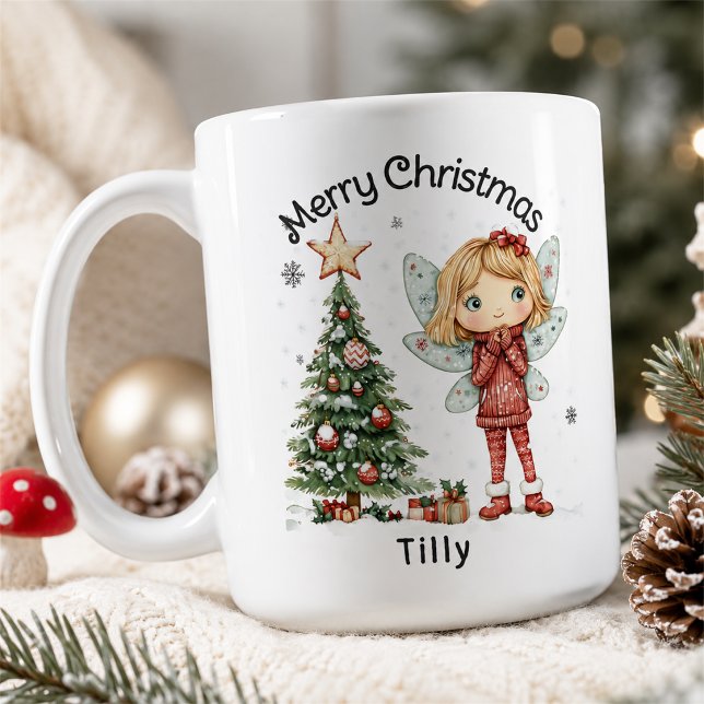 Cute Personalized Christmas Fairy and Tree  Coffee Mug (Creator Uploaded)