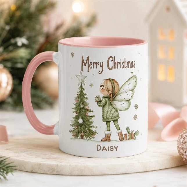 Cute Personalized Christmas Fairy and Tree  Mug (Creator Uploaded)