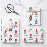 Cute Personalized Christmas Gnome Wrapping Paper Sheet<br><div class="desc">There are plenty of options for Christmas gift wrap, but you can't go wrong with our coordinated wrapping paper sets. They’re festive and fun, and will get them even more excited about opening their presents on Christmas morning. This wrapping paper set features 3 designs in coordinating colours: Christmas gnomes against...</div>