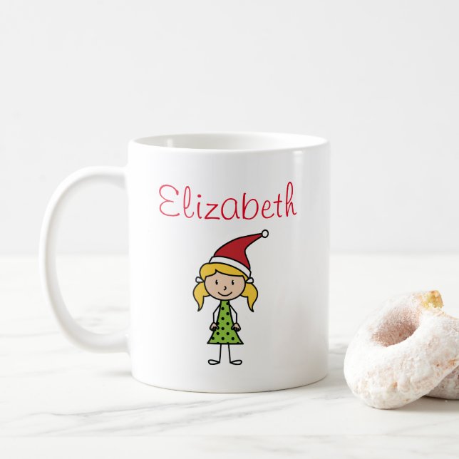 Cute Personalized Christmas Holidays Kids Custom Coffee Mug (With Donut)