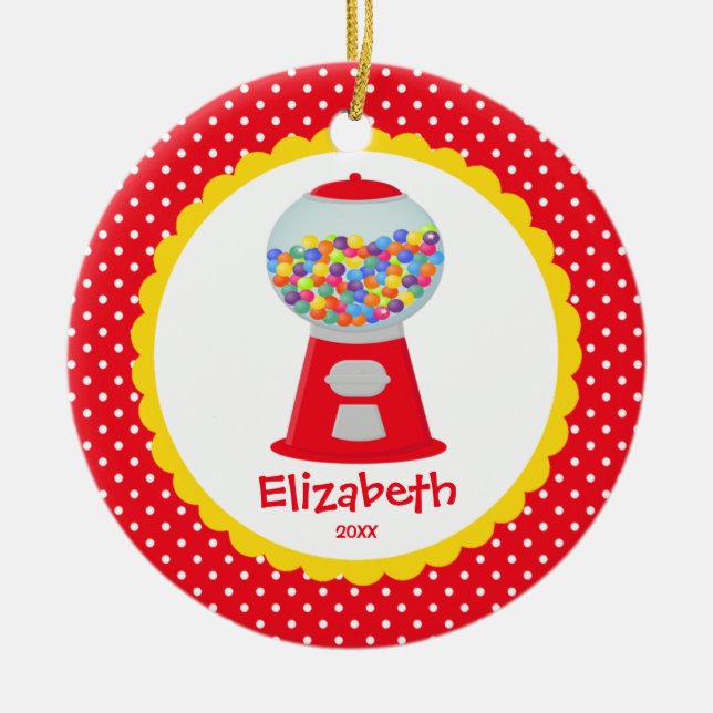 Cute Personalized Christmas Ornament Girl Gumball (Front)