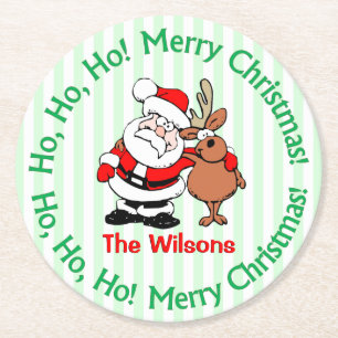 Cute Personalized Christmas Santa Claus Round Paper Coaster