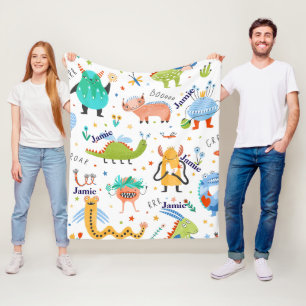 Cute Personalized Colourful Dinosaur Kids Pattern Fleece Blanket