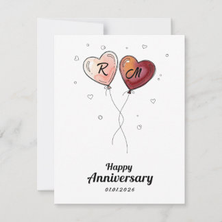 Cute Personalized Couple Anniversary Heart Card