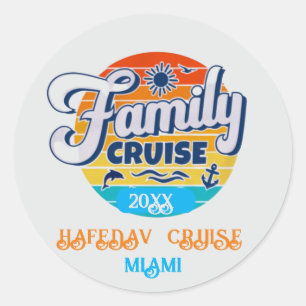 Cute Personalized Cruise Ship Family Trip Sunset T Classic Round Sticker