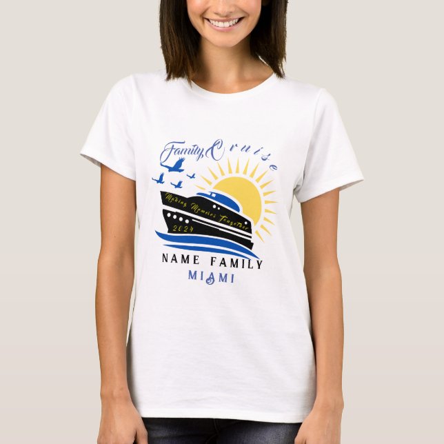 Cute Personalized Cruise Ship Family Trip Sunset T T-Shirt (Front)