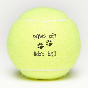 Cute Personalized Custom Pet Dog Name Pawprint  Tennis Balls