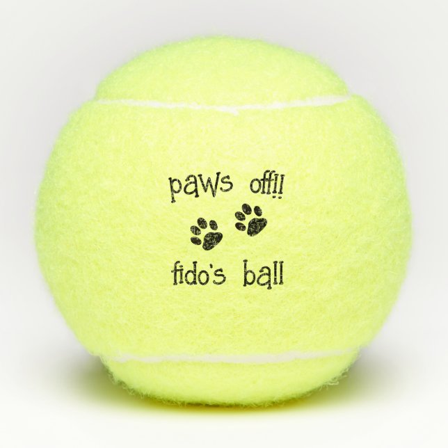 Cute Personalized Custom Pet Dog Name Pawprint  Tennis Balls (Front)