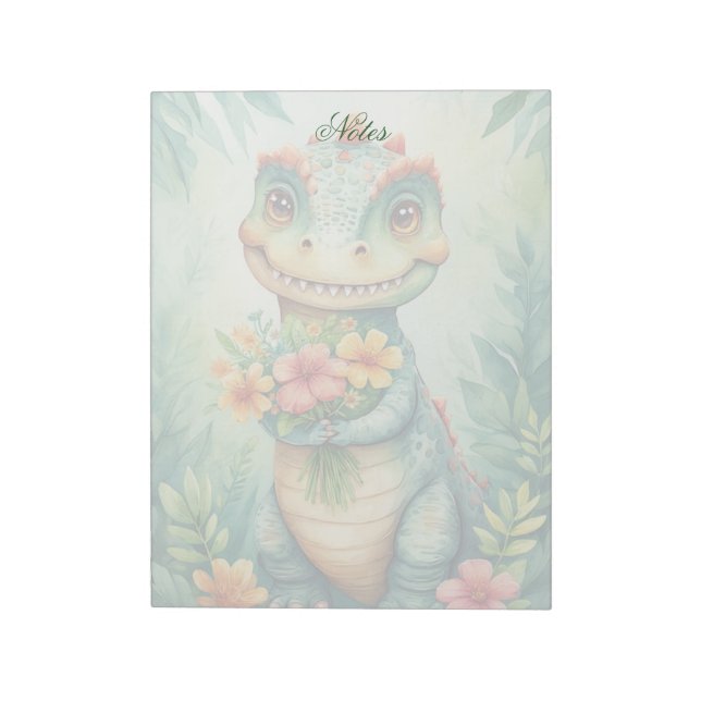 Cute Personalized Dino Notepad (Rotated)